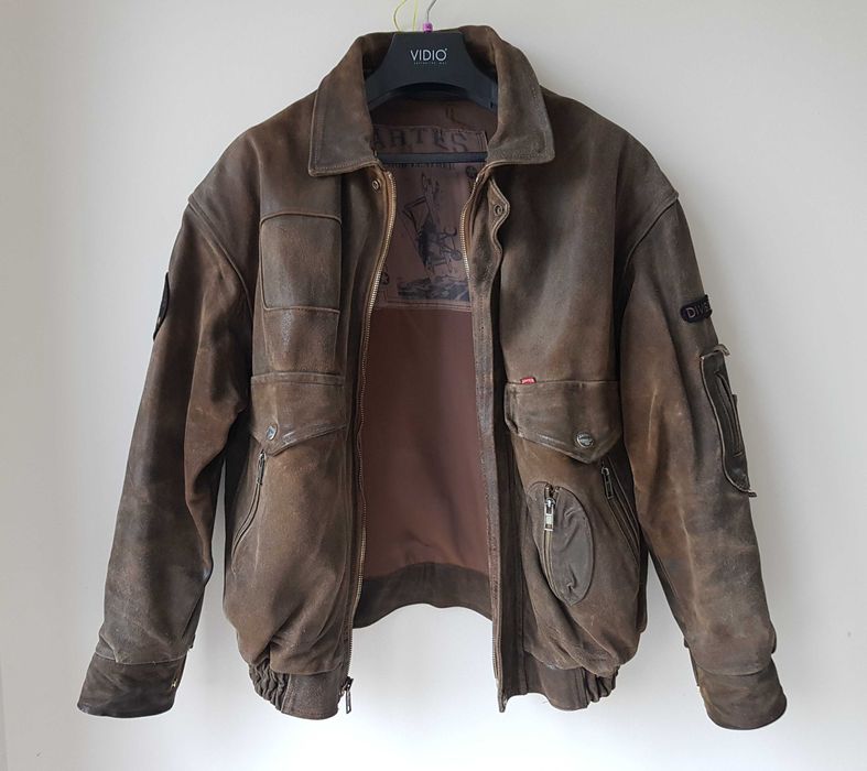 Kurtka męska z podpinką pilotka TOP GUN, gruba skóra, roz. XL