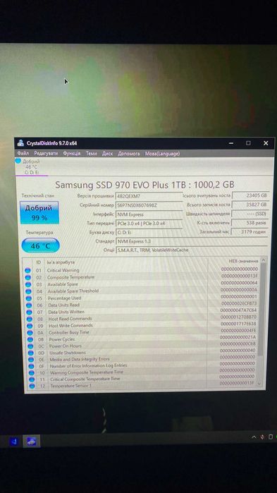 На гарантії SSD Samsung m.2 nvme 1tb 970 evo plus