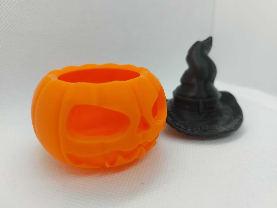 Dynia z kapeluszem czarownicy, 3D, Halloween, dekoracja stojąca