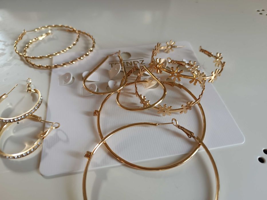 Kolczyki 5 par sztuczna biżuteria złote