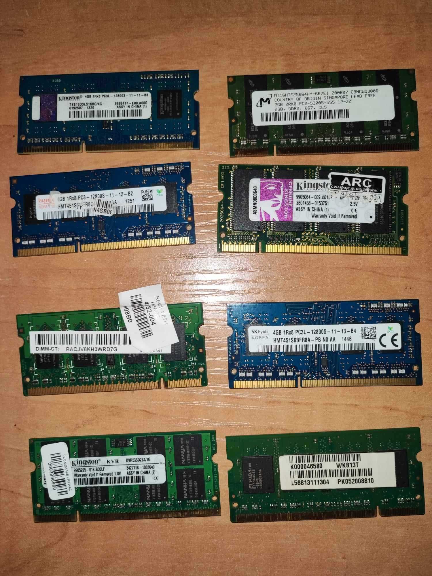 Ramy do Laptopów DDR2 4GB i DDR3 8GB plus karta graficzna