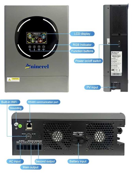 Инвертор ANENJI Aninerel-4,2; 6,2квт 48в Lifepo4 280A BMS Jikong АВР T