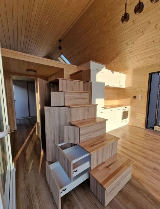 Domek mobilny całoroczny 12m*4,71, 56,5m2pow.zabudowy + antresola 20m.