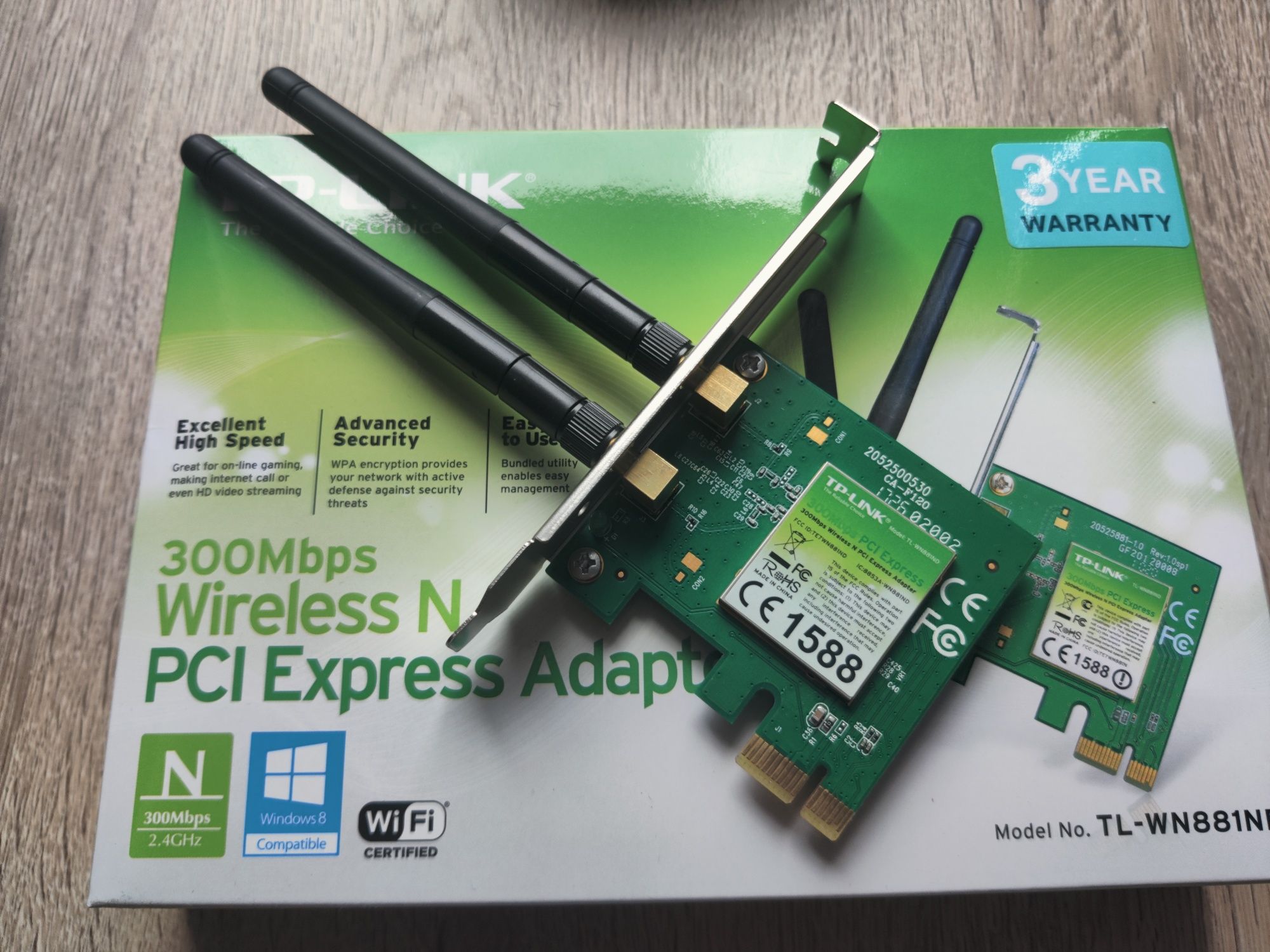 Karta sieciowa TP-LINK TL-WN881ND PCI Express, Wewnętrzna, 2.4 GHz