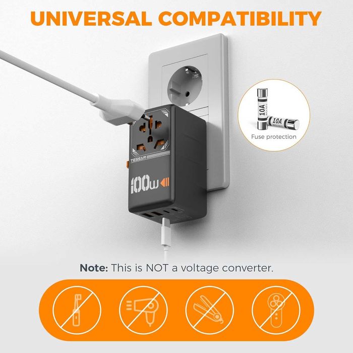 Universal Travel Adapter | Tessan 100W GaN Technology64563869308033124