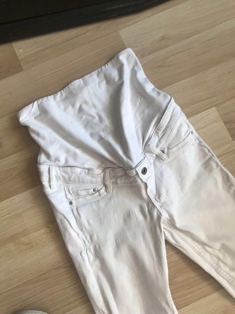 Białe spodnie ciążowe jeans Mama H&M r. M