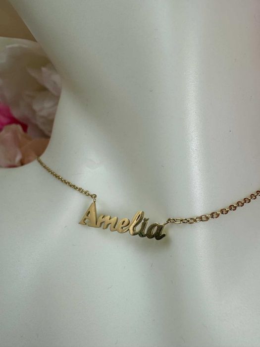 Naszyjnik celebrytka pozłacana stal szlachetna n74