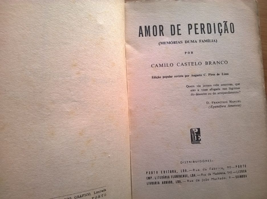 Amor de Perdição (portes grátis) - Camilo C. Branco