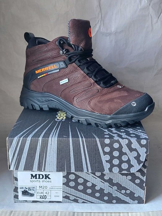 Зимние кроссовки Merrell(M-20) кожаные коричневые р-ры:40-45