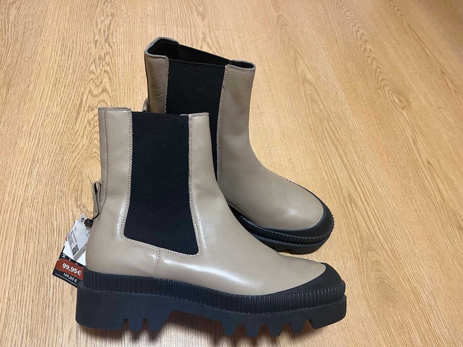 Шкіряні черевики челсі демісезонні Massimo Dutti