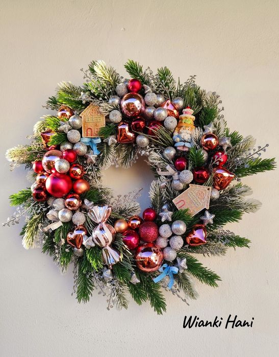 Świąteczny wianek na drzwi, Boże Narodzenie,