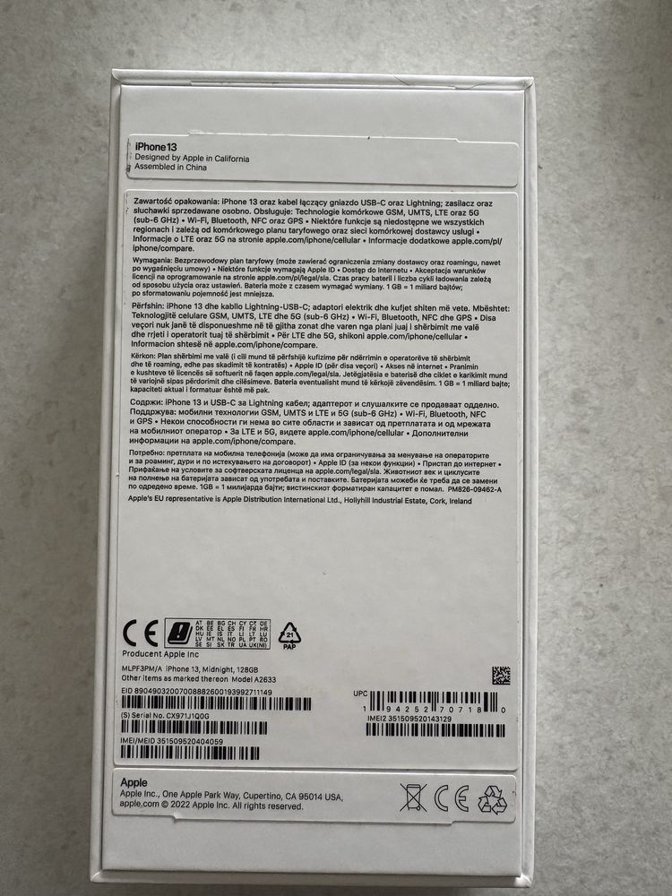 iPhone 13 128 GB – Midnight – Stan bardzo dobry – bateria 92%