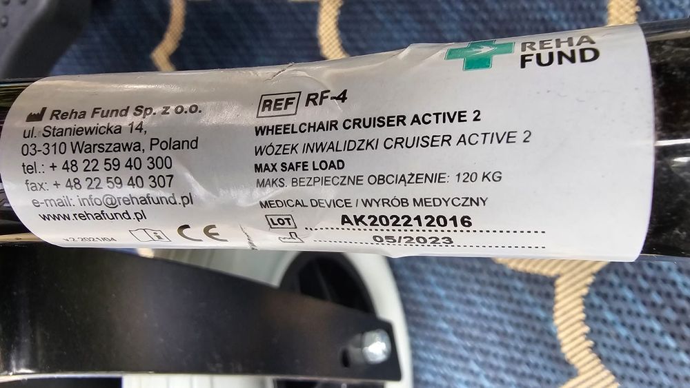 Wózek inwalidzki aluminiowy lekki  RF-4 CRUISER ACTIVE 2