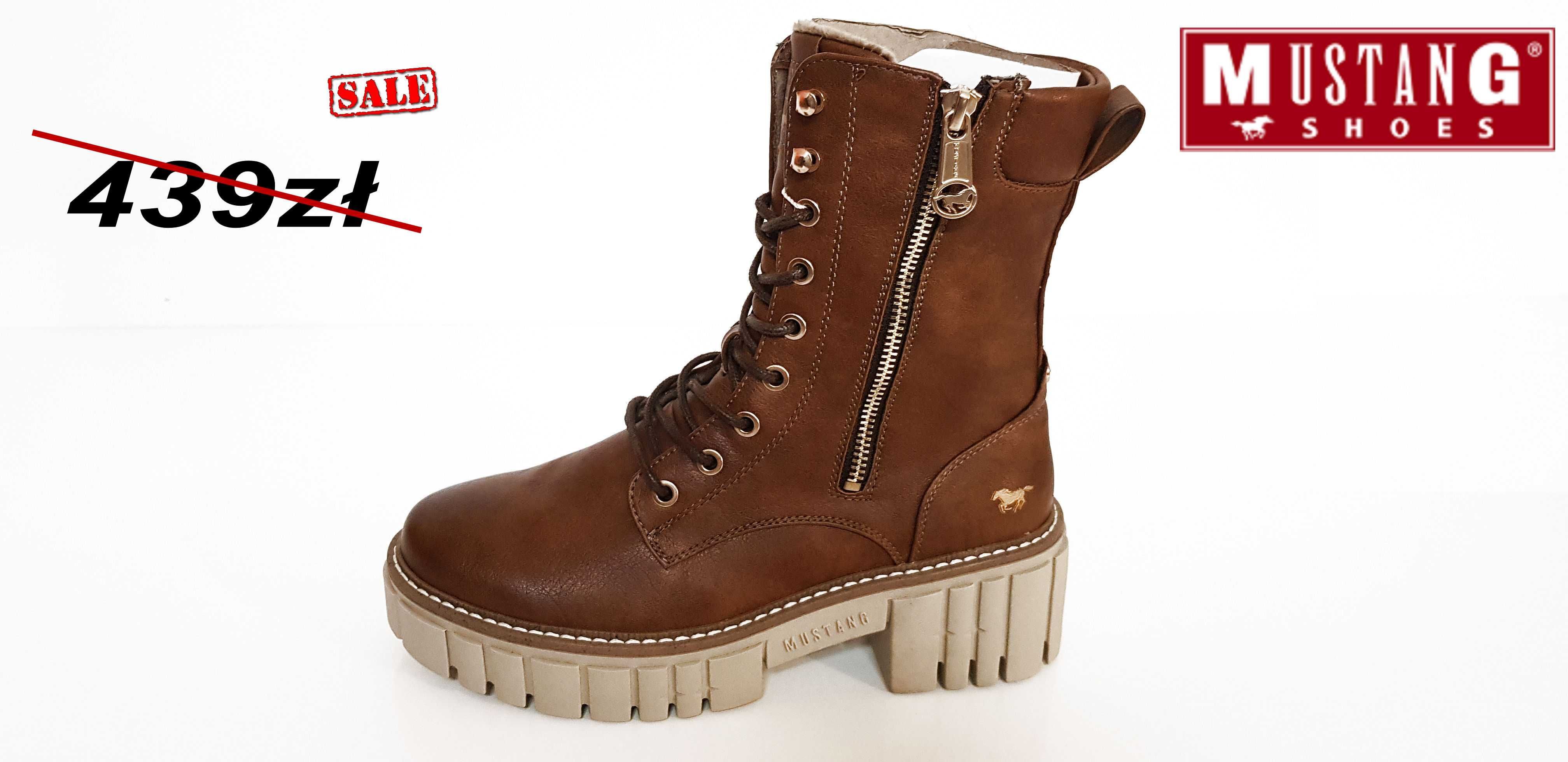 Botki damskie MUSTANG brąz r. 39 SALE !!!