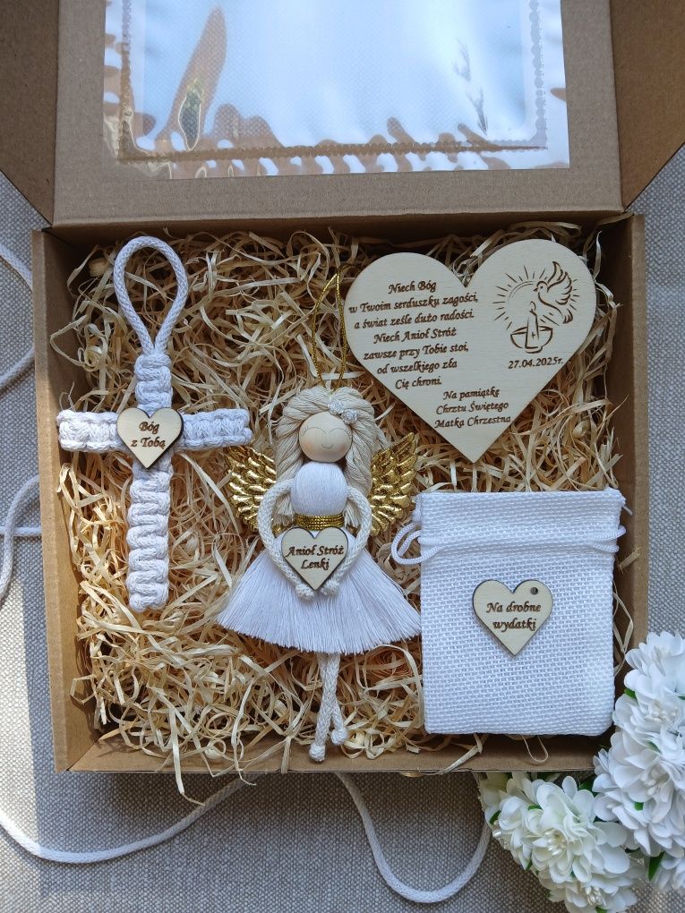 Upominek na chrzest box prezent na chrzciny aniołek