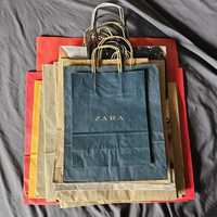 Duży zestaw toreb papierowych Zara, Half Price, Levis