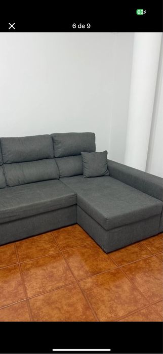 Sofá Chaise Longe Reversivel Cinza