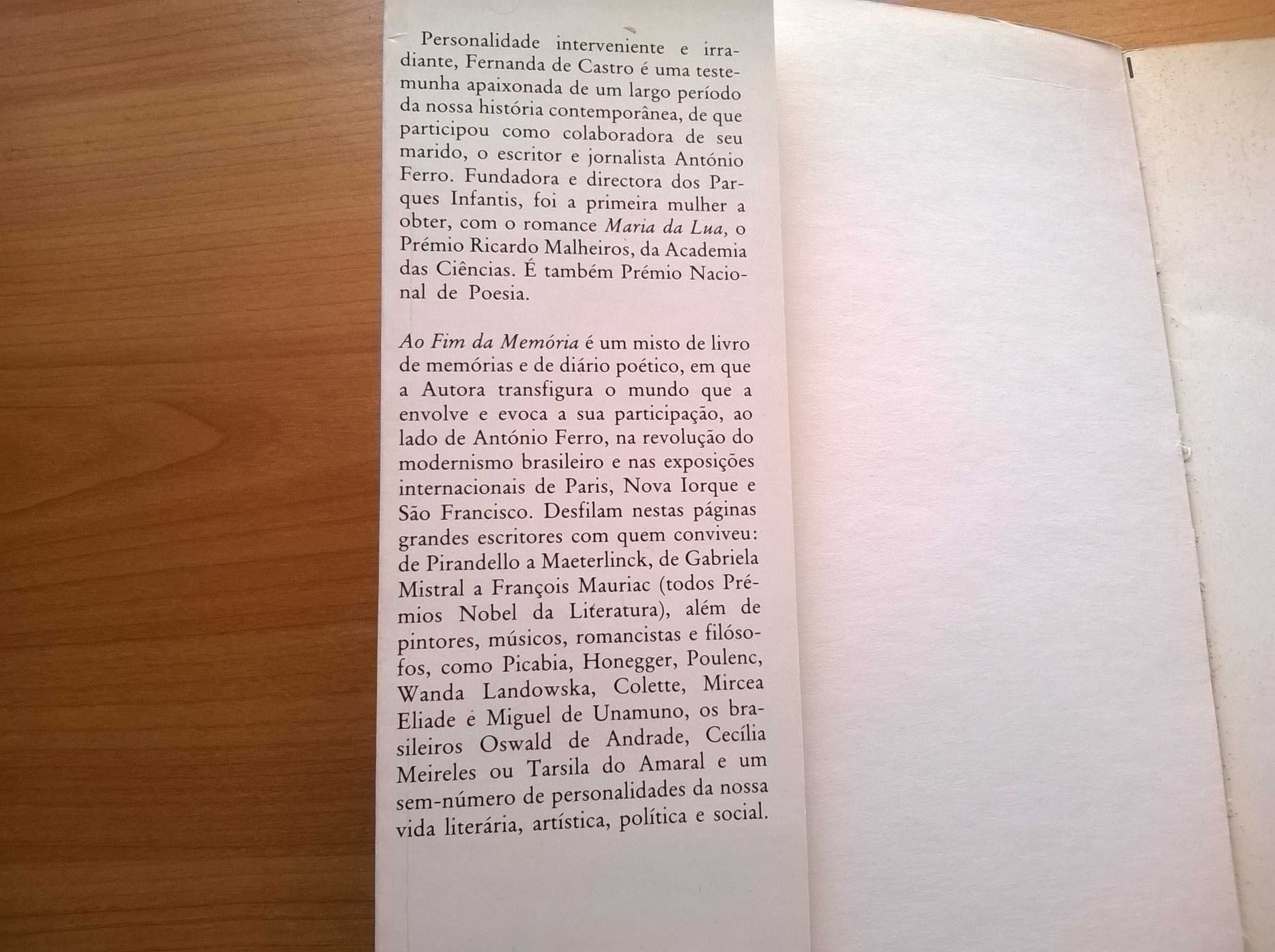 Ao fim da Memória (Memórias 1906 / 1939) - Fernanda de Castro