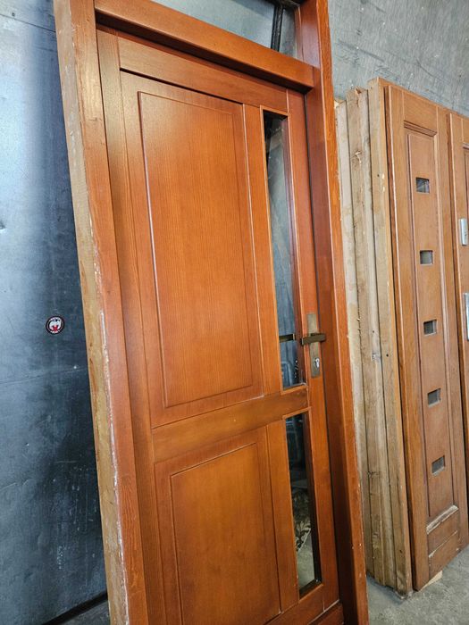 DRZWI Zewnętrzne Drewniane Sosnowe Wejściowe z Naświetlem 96x243cm