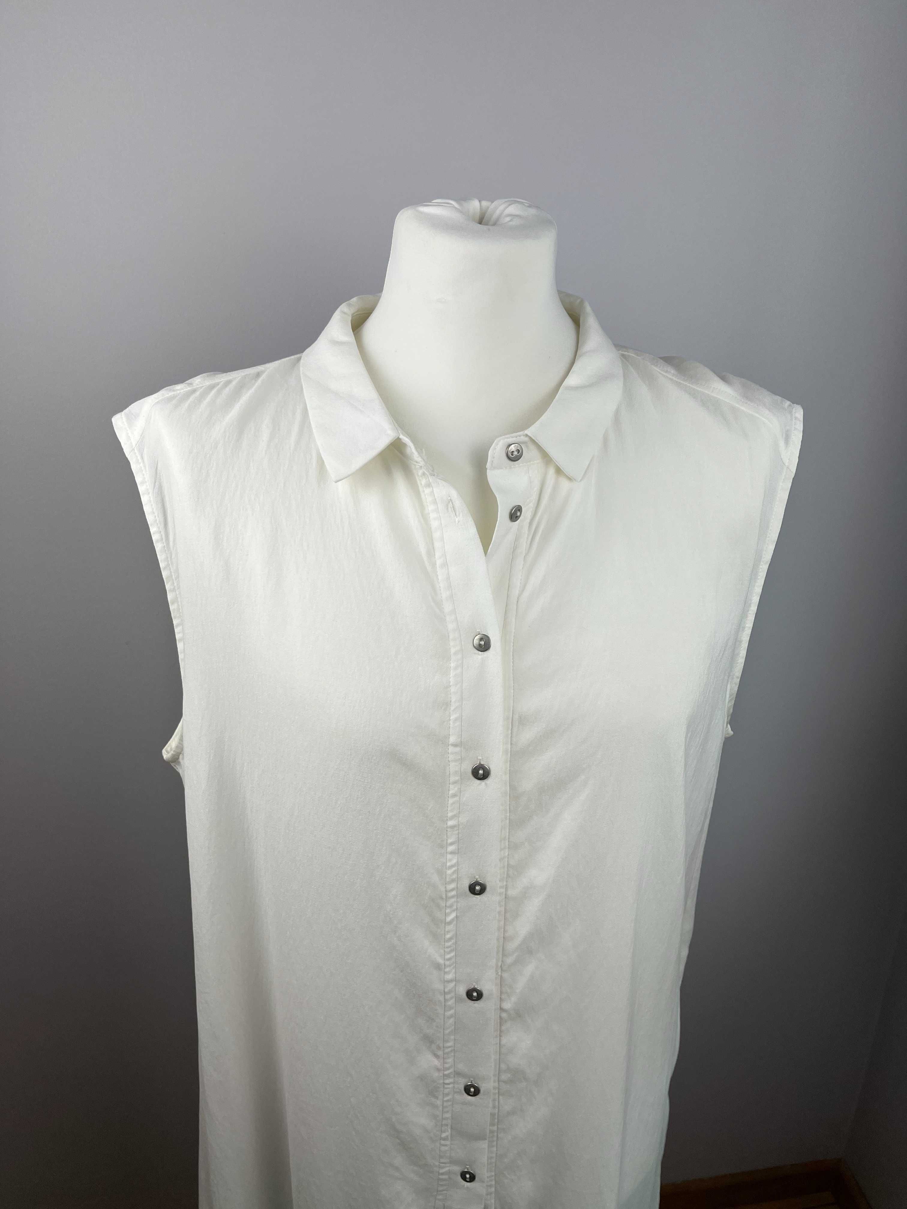 NOWA biała długa koszula narzutka bez rękawów FRIENDTEX XL