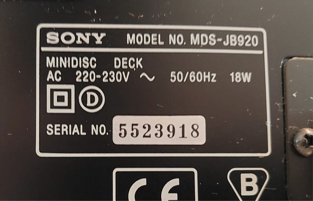 SONY MDS-JB920 QS MiniDisc Deck Nagrywarka