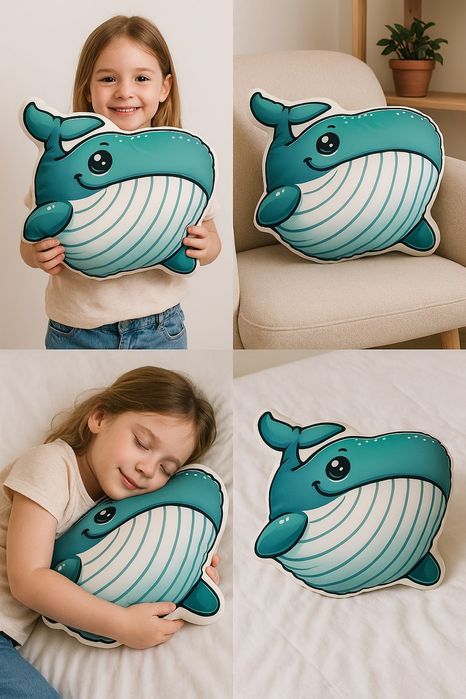 Poduszka dekoracyjna pluszowa Wieloryb 40x35 cm