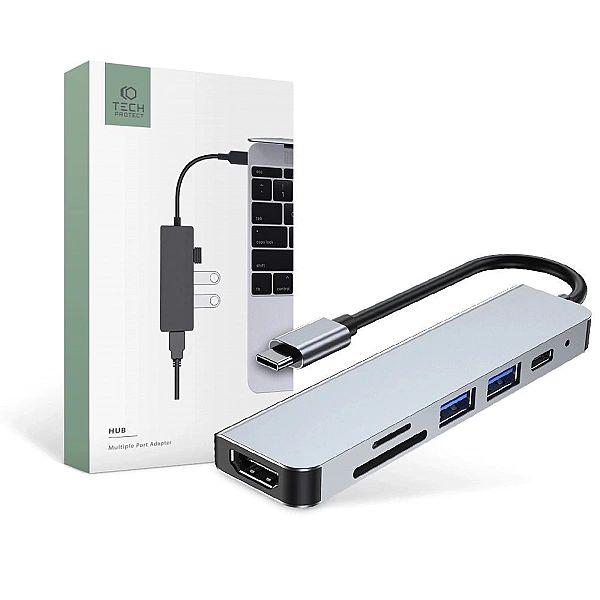 HUB Tech-Protect V4/6w1 USB-C - USB-A 3.0 / USB-A 2.0 / USB-C / HDMI /