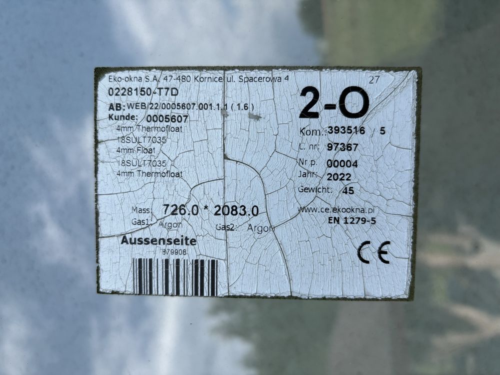 Nowe okno tarasowe, balkonowe PCV 228,5cm x 266cm, trzyszybowe