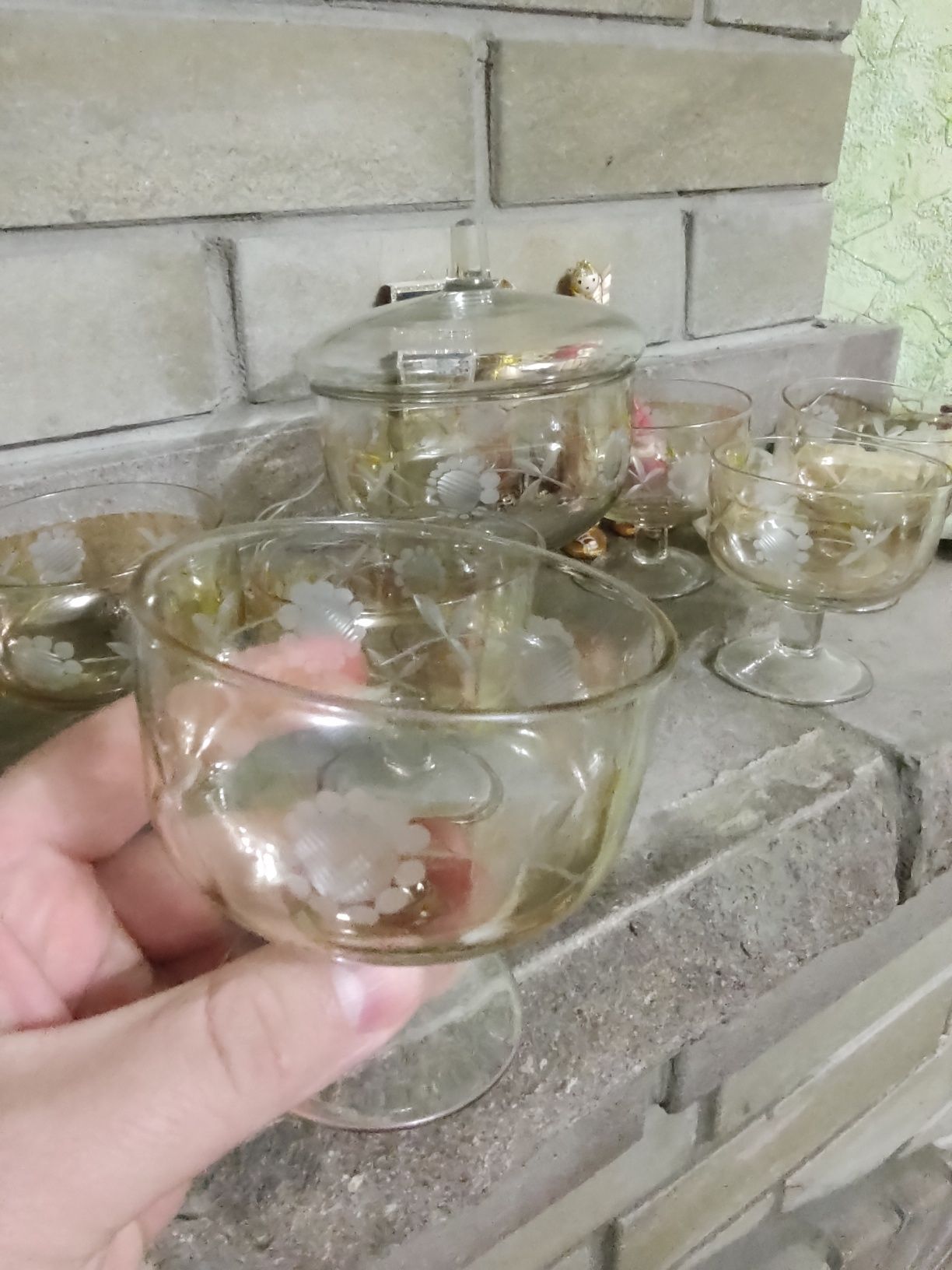 винтажные креманки шампанки на ножке 7шт. СССР, 60г.