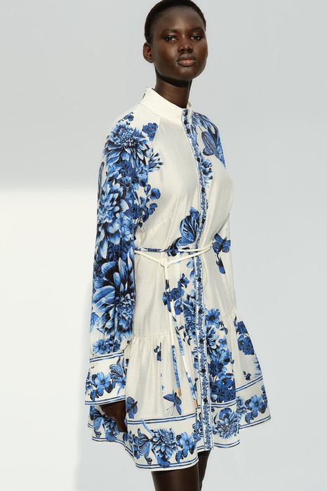 Сукня літня H&M біла синя в стилі Zimmermann шовкова платье летнее XS