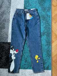 Nowe jeansy Cropp Mom Looney Tunes rozmiar 32