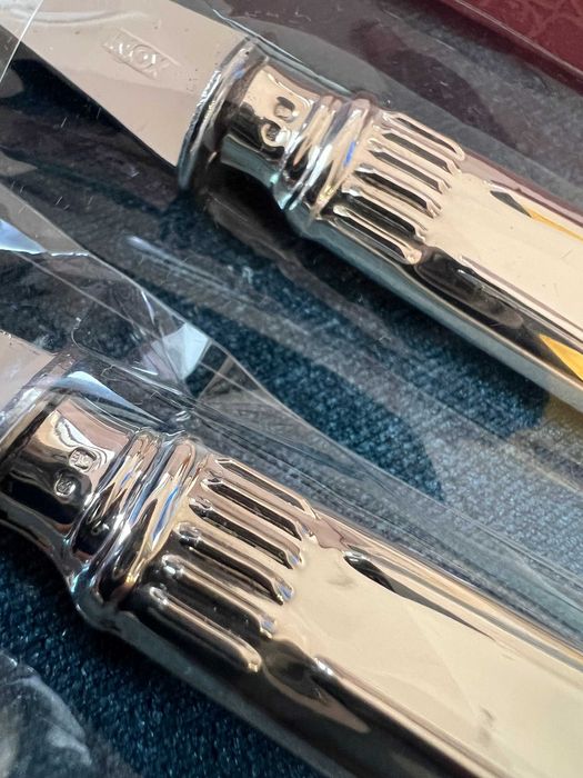 Conjunto de Talheres Colher e Garfo Infantis Cabo em PRATA em Estojo