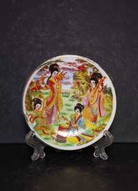 Тарелка "Китаянки", ручная роспись, клеймо, Китай, винтаж
