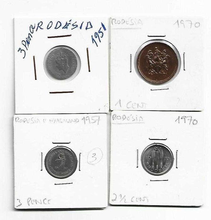 Lote de 4 Moedas da Rodésia ver datas.