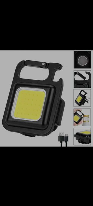 Фонарик брелок акумуляторний LED COB з карабіном та магнітом 500 mAh