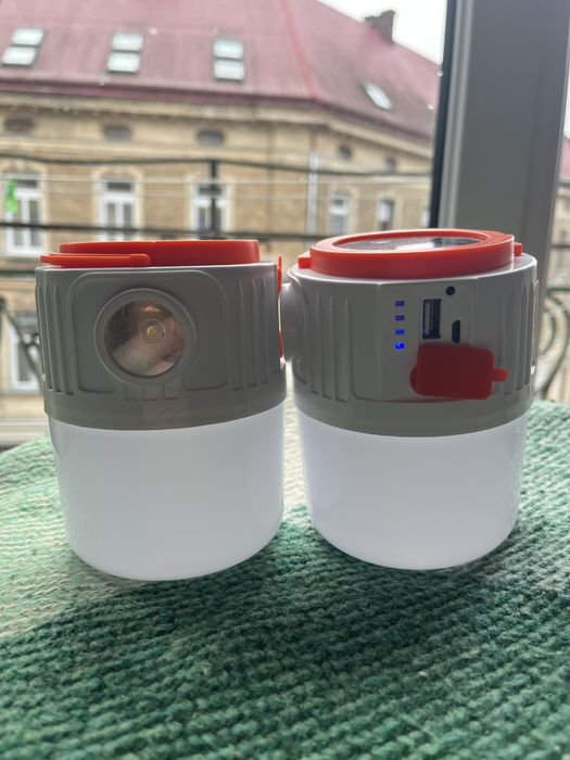 Лампа акумуляторна з ліхтарем та Power Bank з сонячною панелю нічник