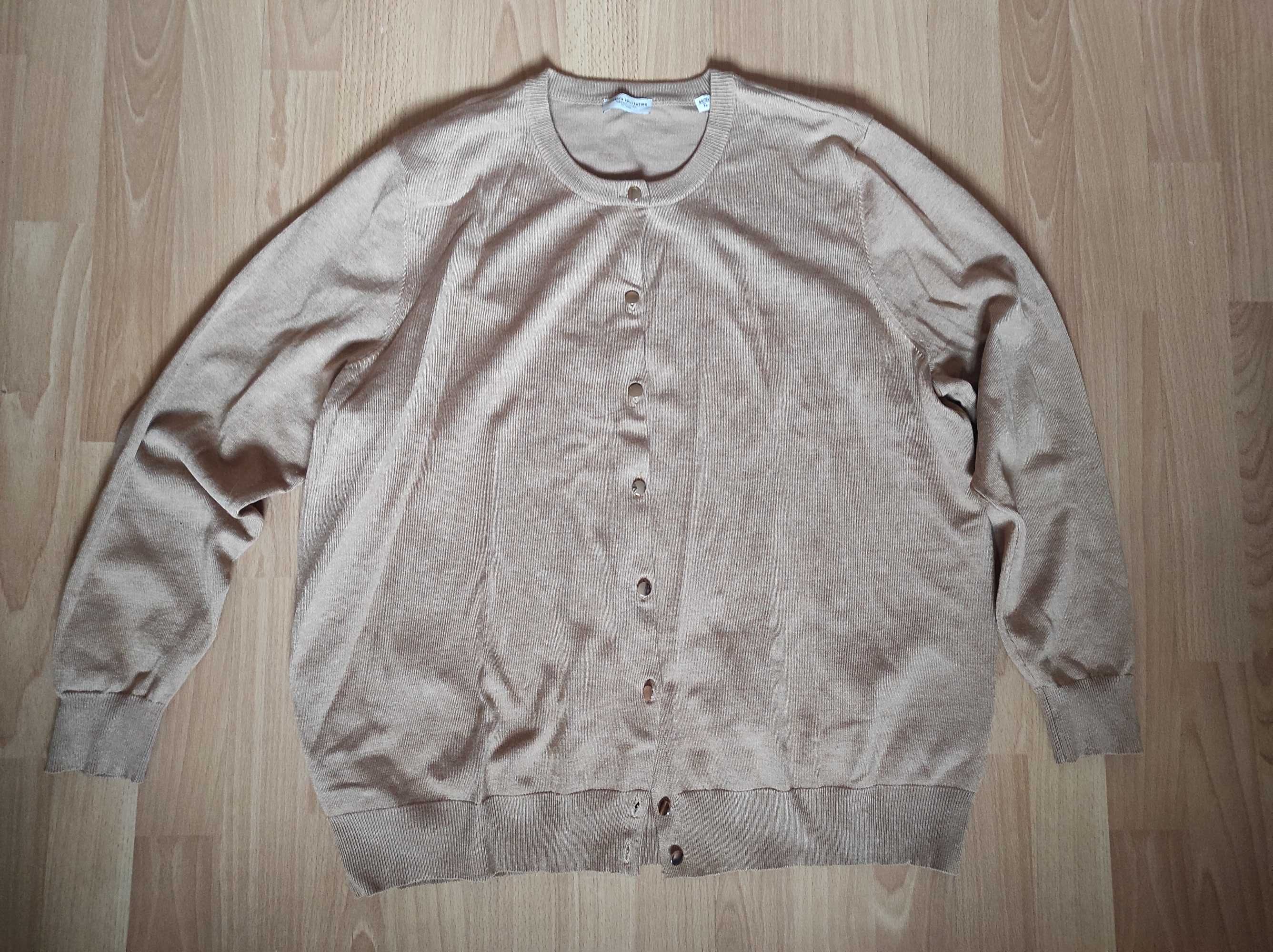 Sweter damski TCM thibo 48/50 rozpinany na guziki camel brązowy