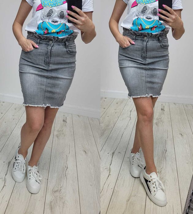 NOWA Spódniczka jeans elastyczna wysoki stan rozm 36