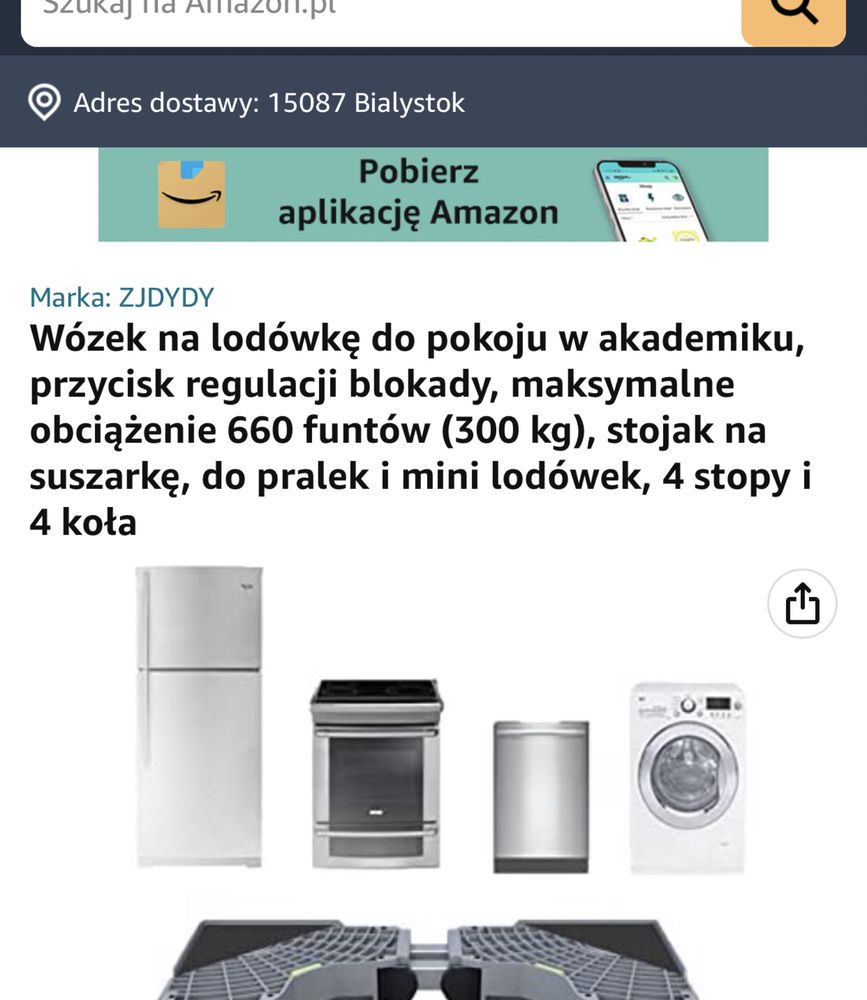 Wózek do lodowki pralki itp 4 kola 4 nóżki 300 kg