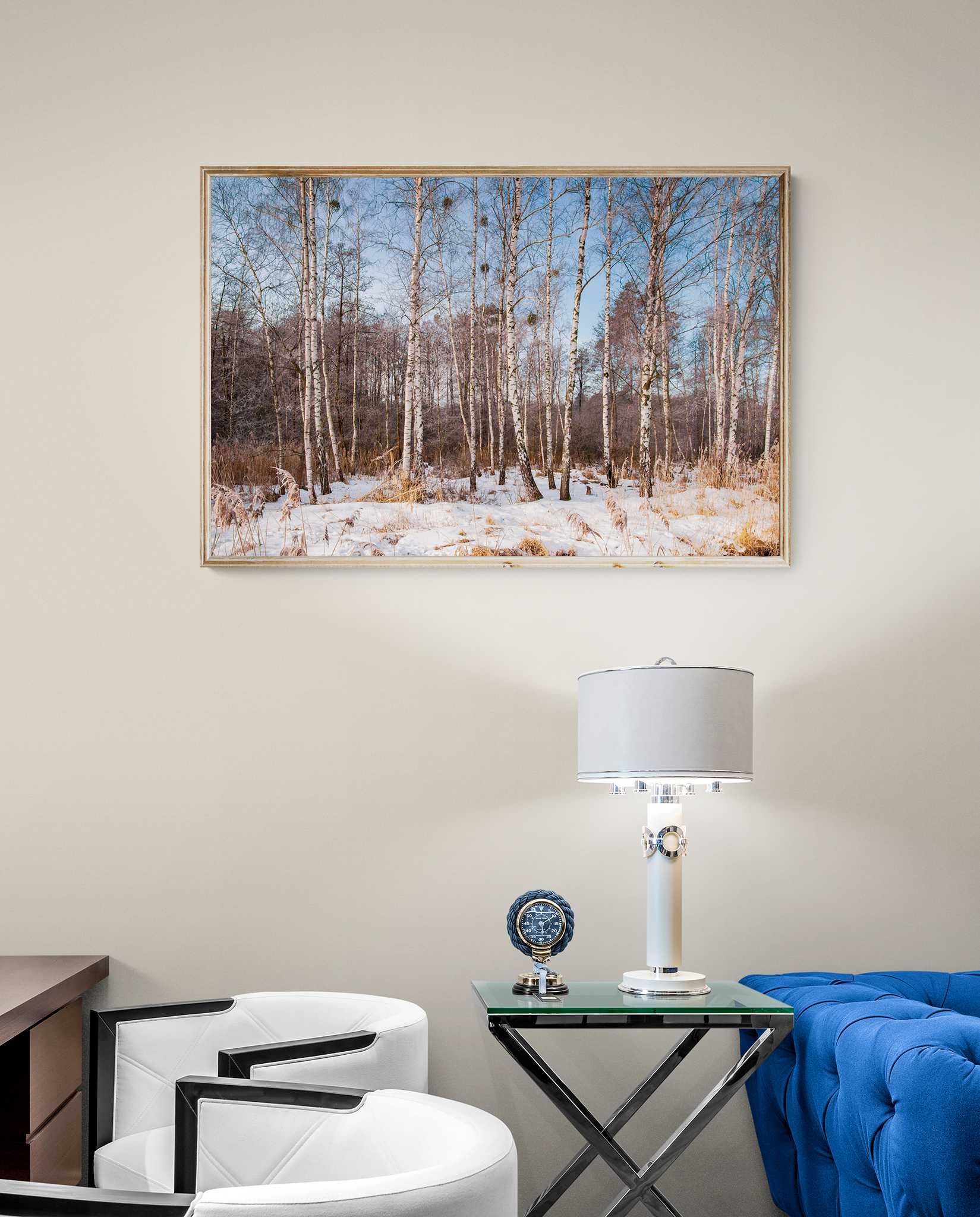 Obraz w Ramie Plakat Antyrama Las Brzozowy Natura Zima 40x30 cm