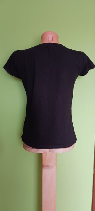 Czarny tshirt z białym nadrukiem Sinsay rozm.40