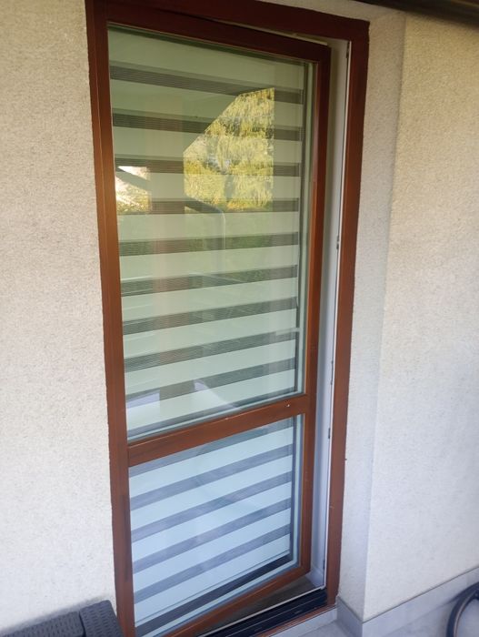 Okno 200cm x 145cm drzwi 200cm x 200cm drewniane dąb jasny białe