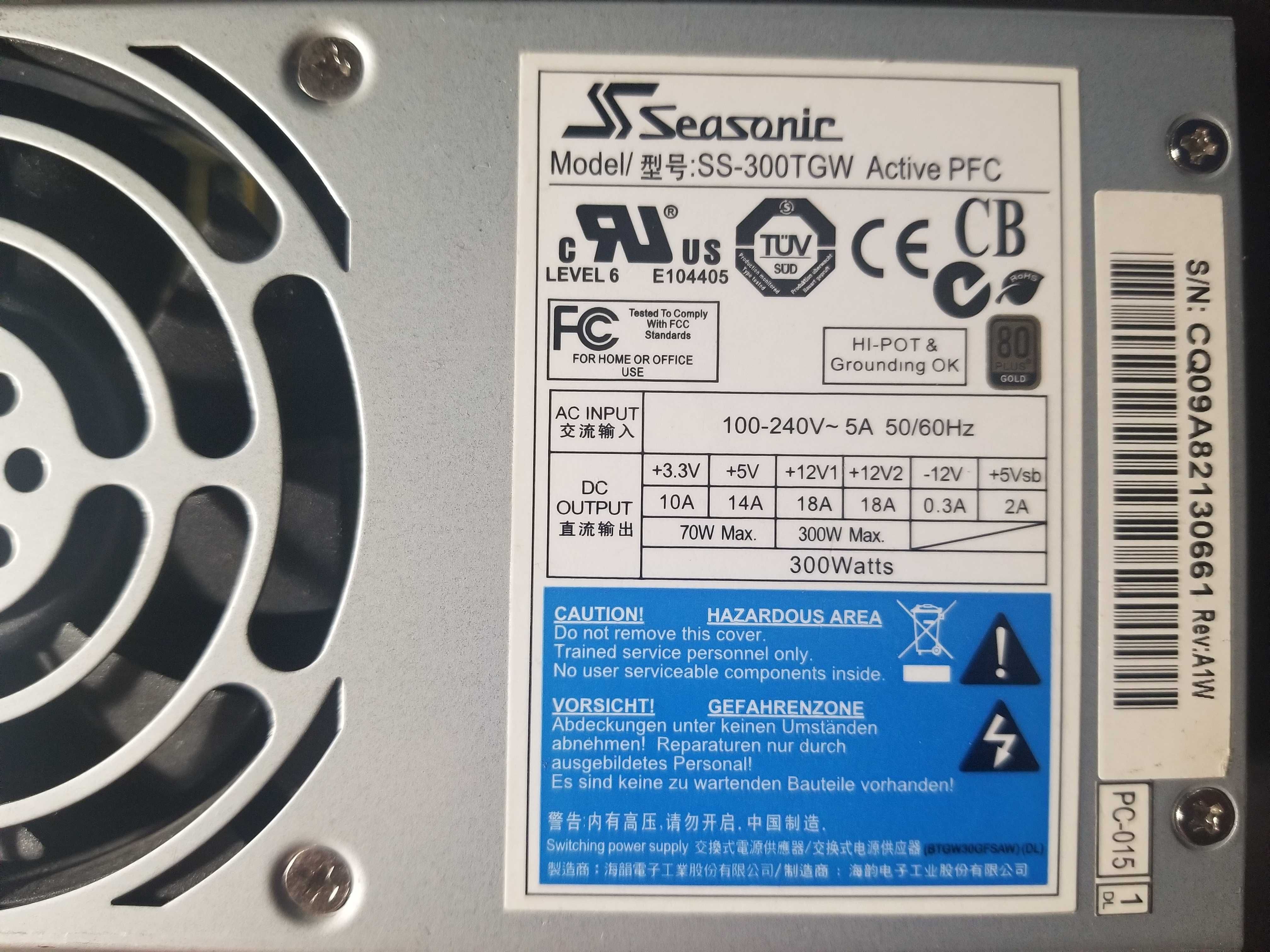 Блок питания Seasonic SS-300TGW (TFX, 300W, 80+ Gold)