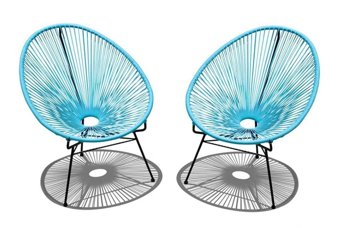 Krzesła ogrodowe Acapulco niebieskie polirattan 2 sztuki