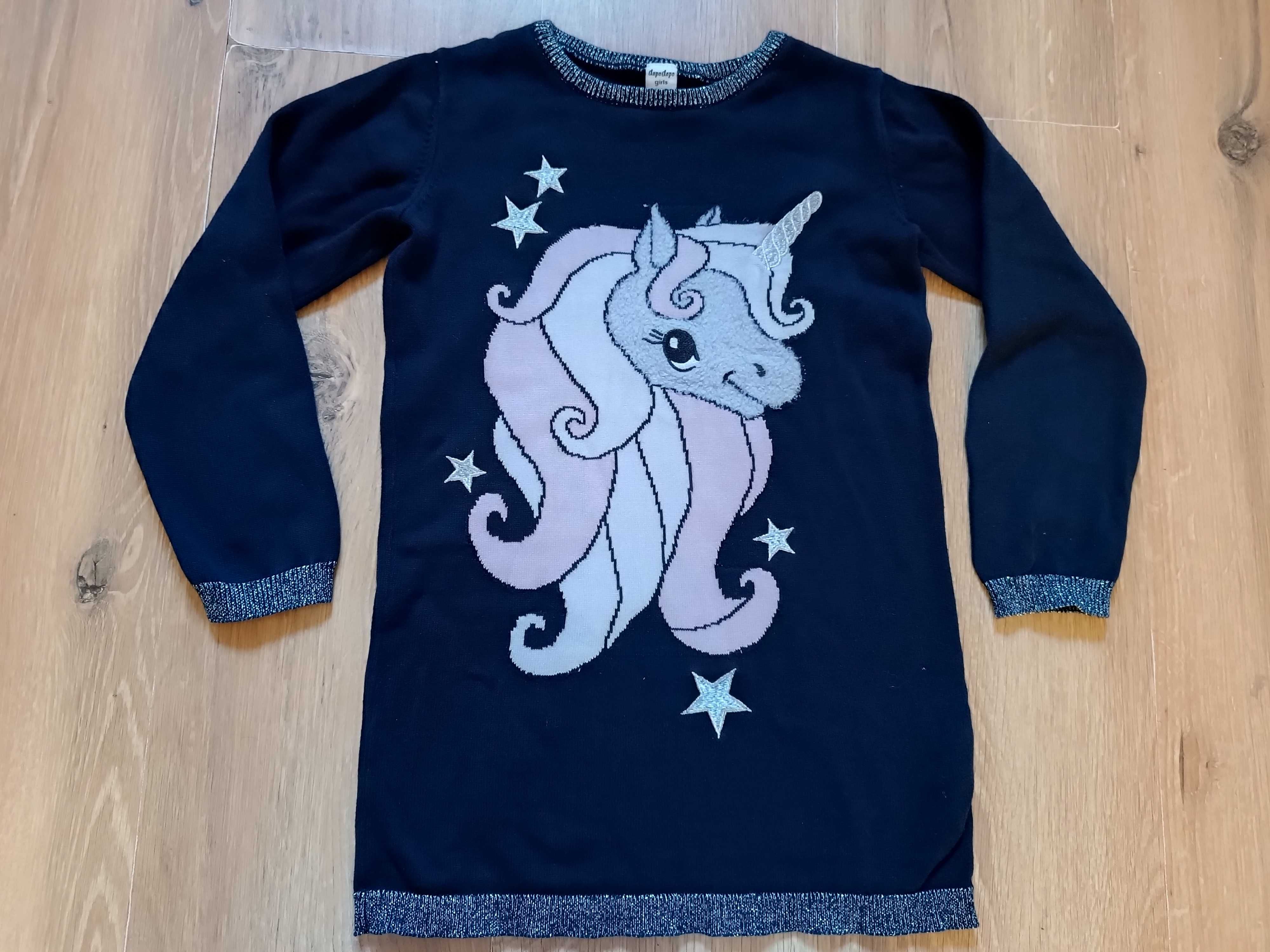 Sweter tunika sukienka DopoDopo 116 jednorożec unicorn