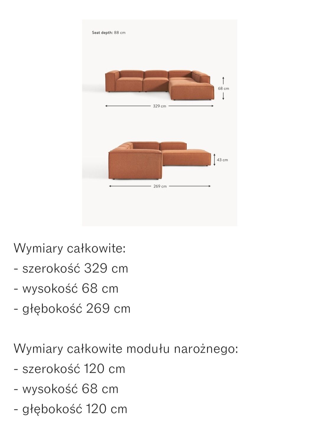Sofa modułowa XL Lennon Westwing Colection