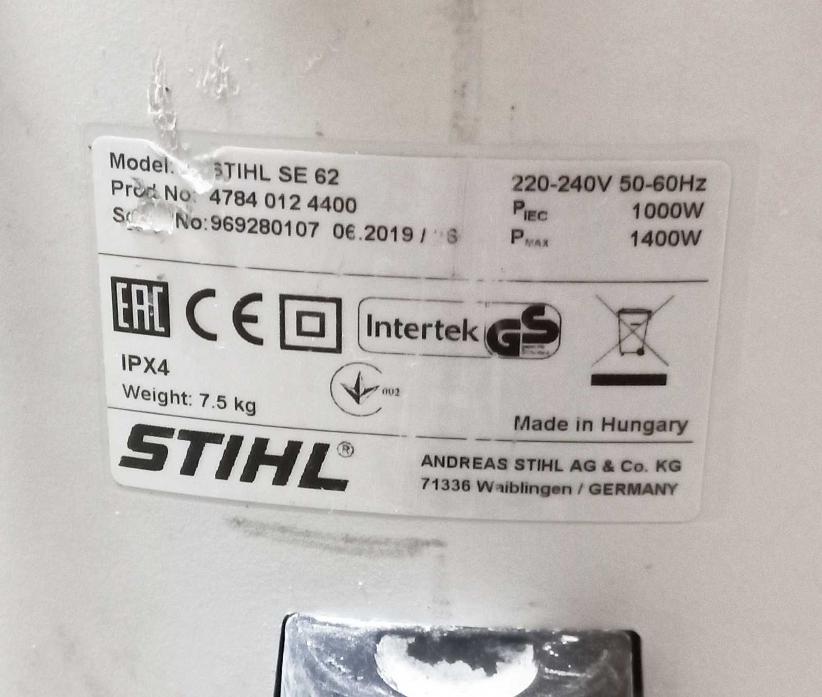 odkurzacz przemysłowy STIHL SE 62 R 2019 z workami