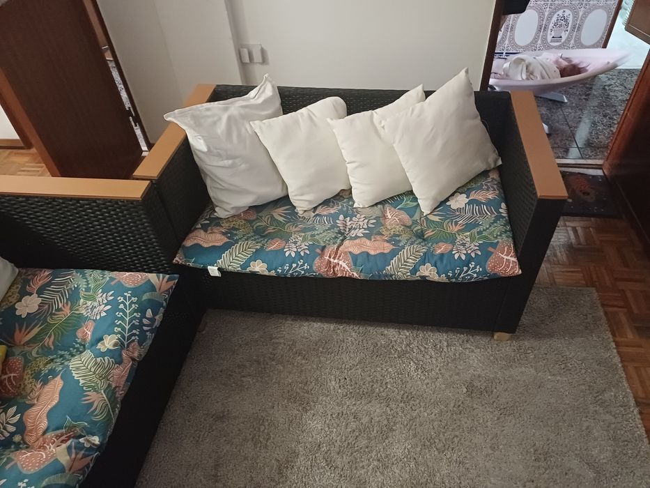 Sofa de jardim e sala, forma em L