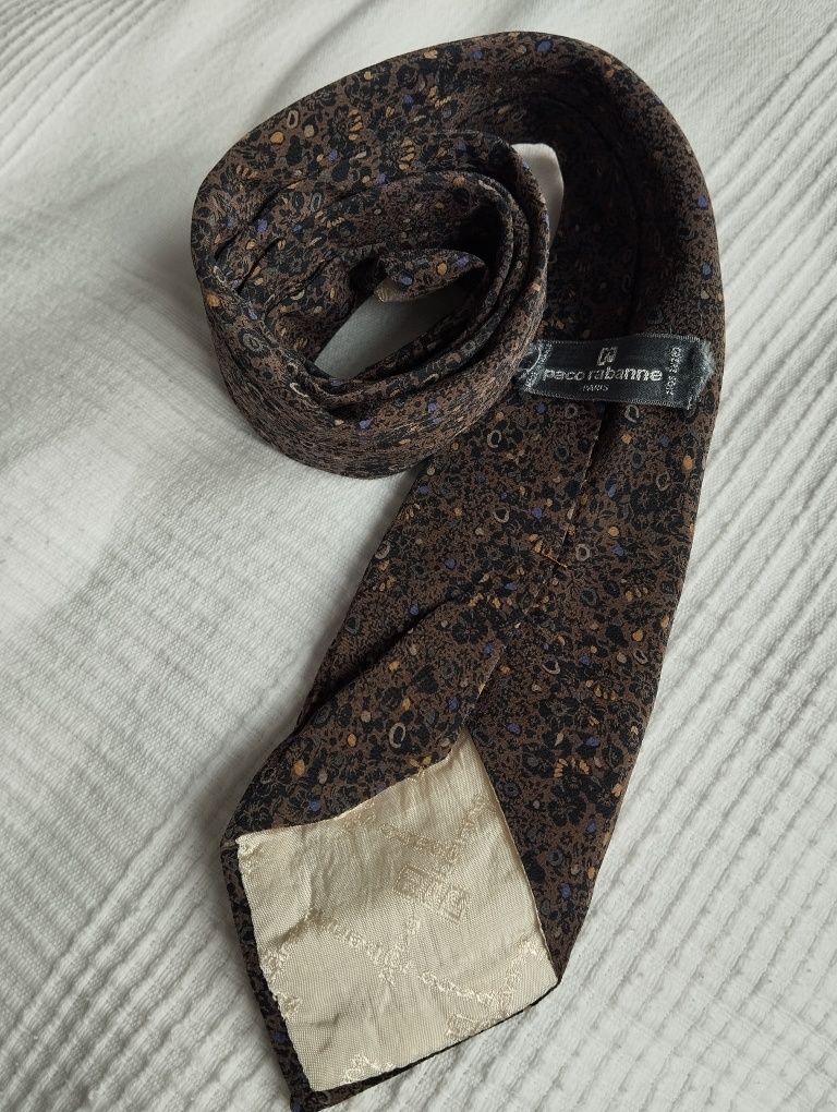 Krawat jedwabny 8 cm Paco Rabanne 100% silk
