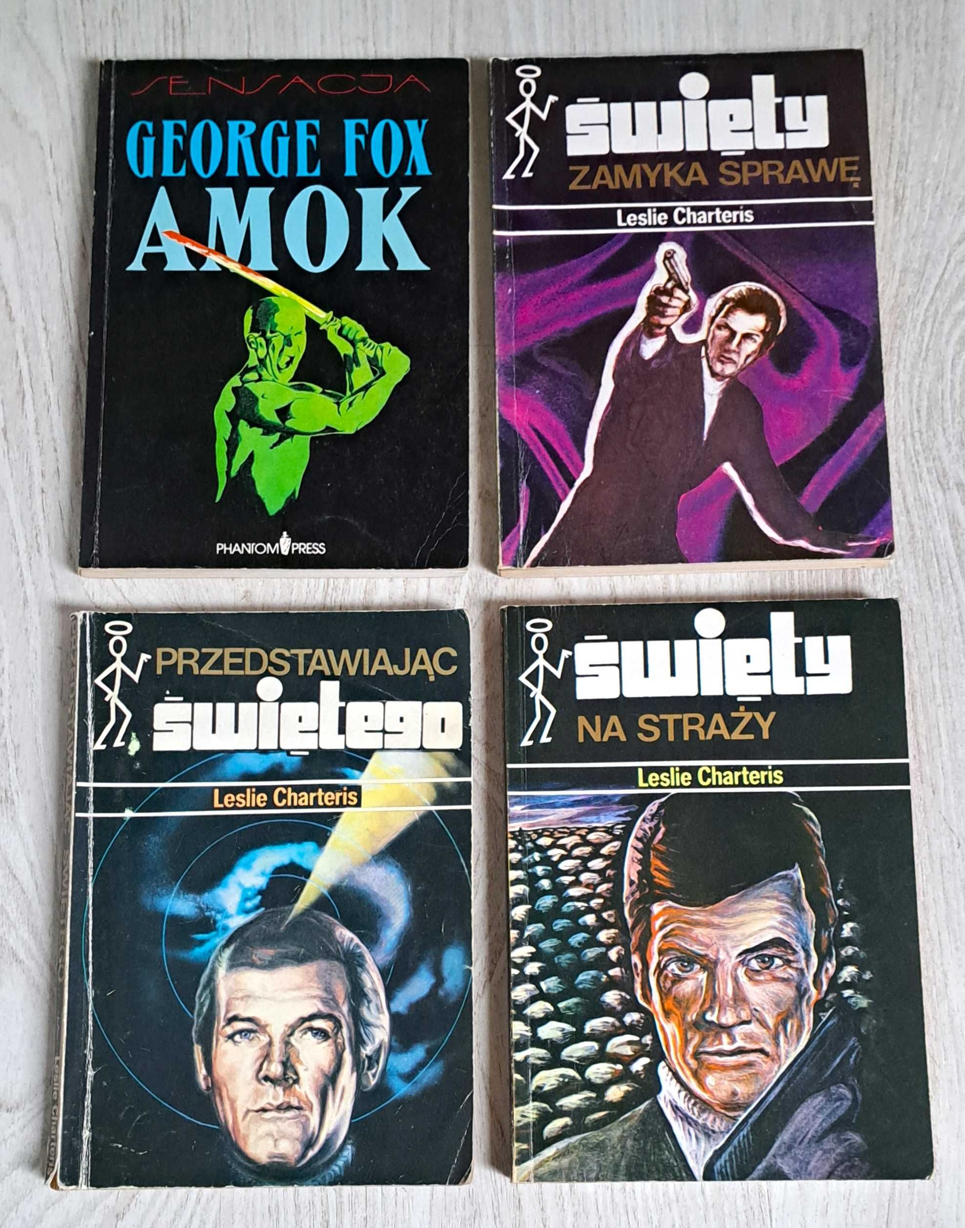 4x Leslie Charteris ŚWIĘTY Zamyka sprawę + Na straży + George Fox Amok